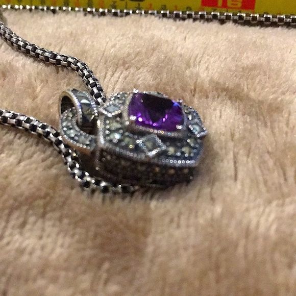 JUDITH JACK Amethyst Marcasite Sterling Necklace - Picture 11 of 16